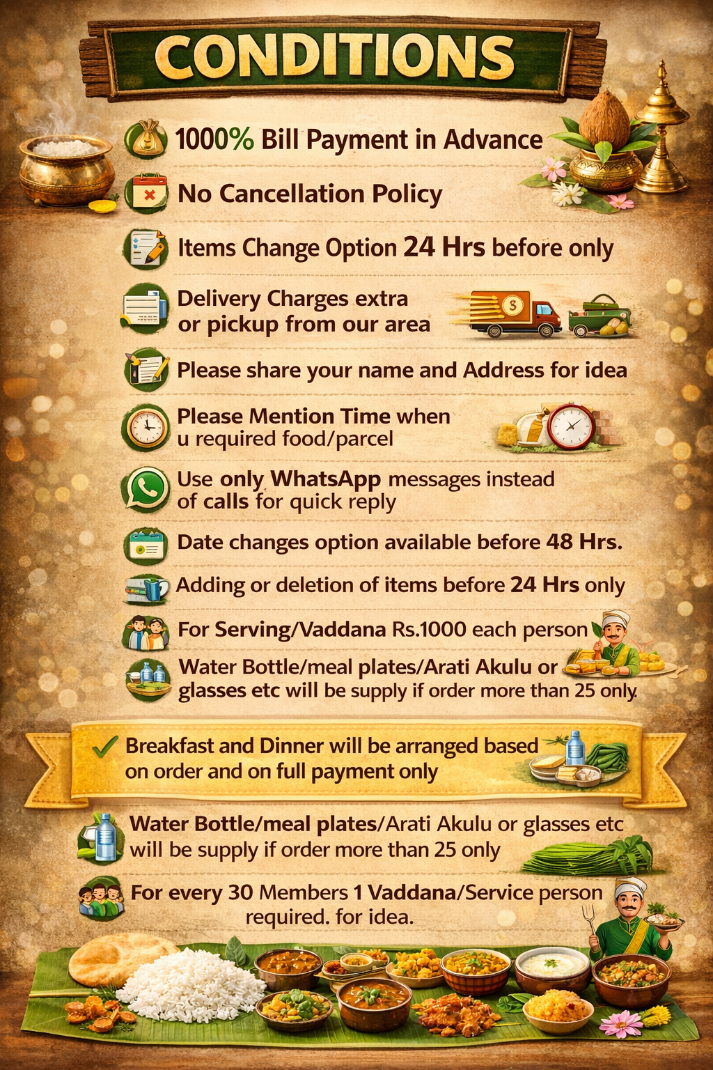 MEALS PARCEL CONDITIONS